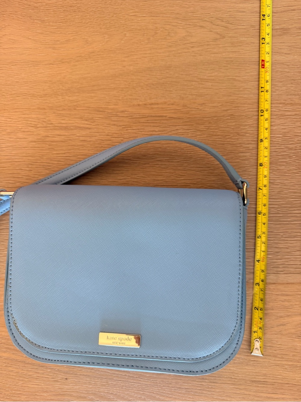 Kate Spade New York Light Blue Saffiano Leather Crossbody Bag Gold Hardware - Picture 13 of 15